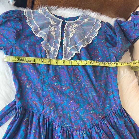 Neiman Marcus Paisley & Lace Vintage Dress Size 14 - Picture 9 of 12